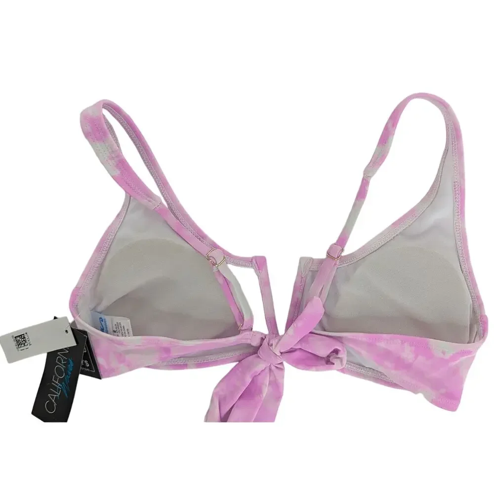 California Waves Pink Tie Dye Bikini Top Junior's Size Large - Picture 6 of 10